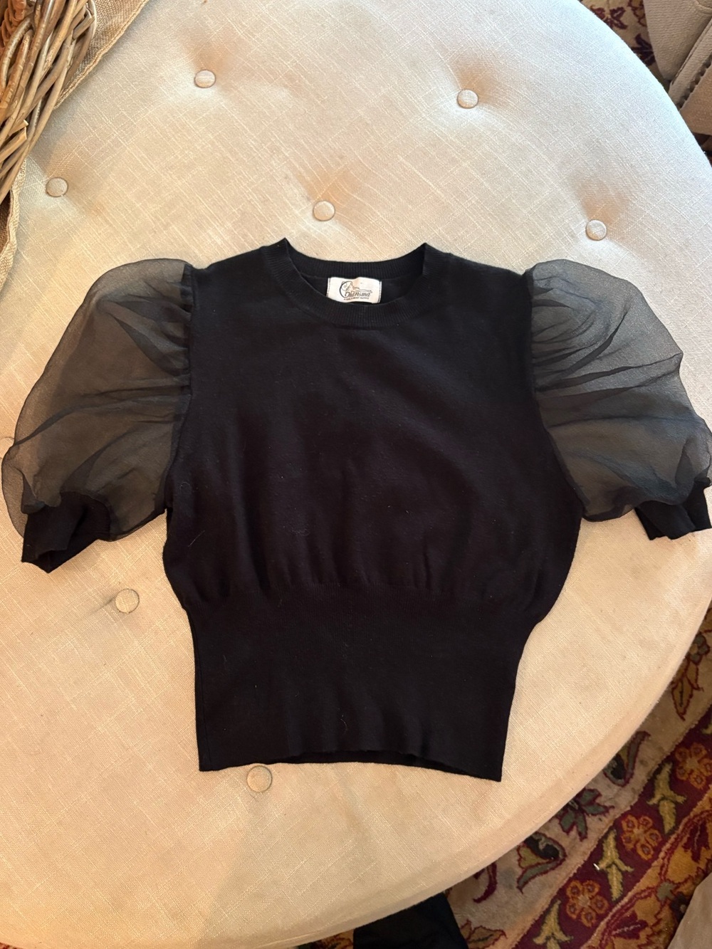Charisma Black Puff Sleeve Knit Top